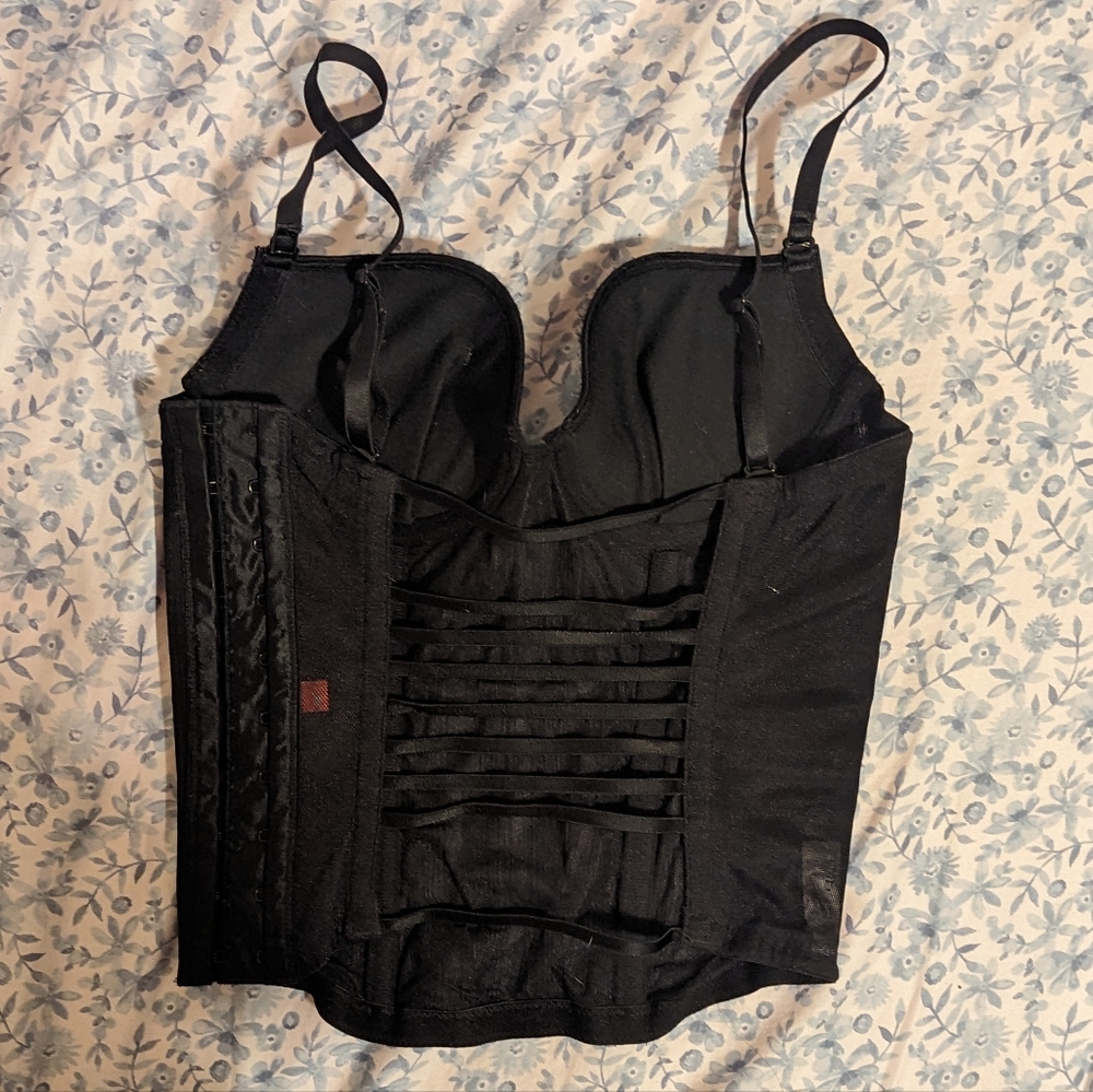 Black Corset Top Mesh Lace Back